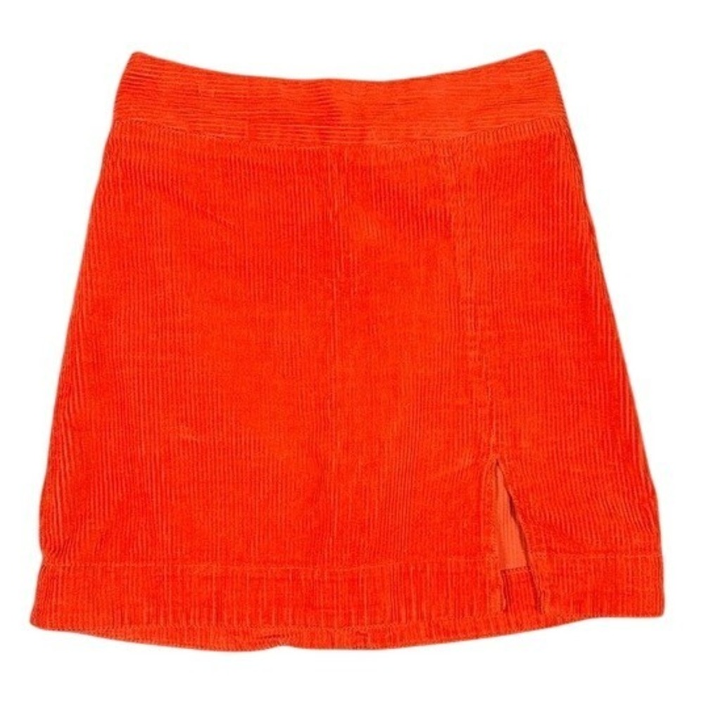Fabienne Chapot Vivian Wide Cord Skirt Orange Corduroy Mini Slit Size 34 EU 2 US